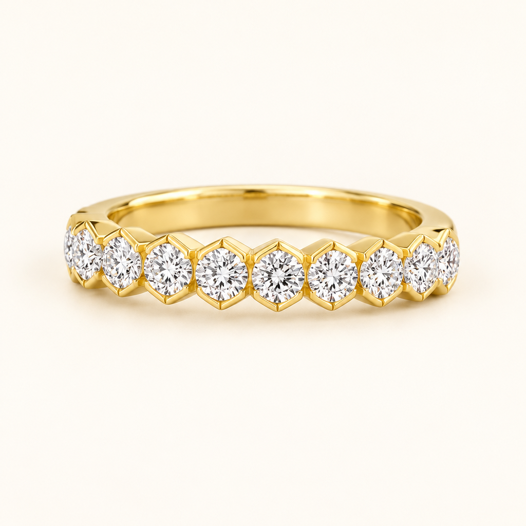 18K White & Yellow Gold Lab Grown Diamond Eternity Band for Women in 18K Yellow Gold - Future Jewelry
