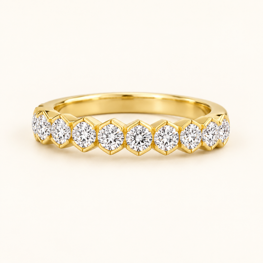 18K White & Yellow Gold Lab Grown Diamond Eternity Band for Women in 18K Yellow Gold - Future Jewelry