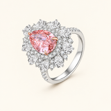 Pink Pear Lab Grown Diamond Ring, 18K White Gold