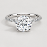 Diamond Solitaire Hidden Halo Engagement Ring, 18K Gold