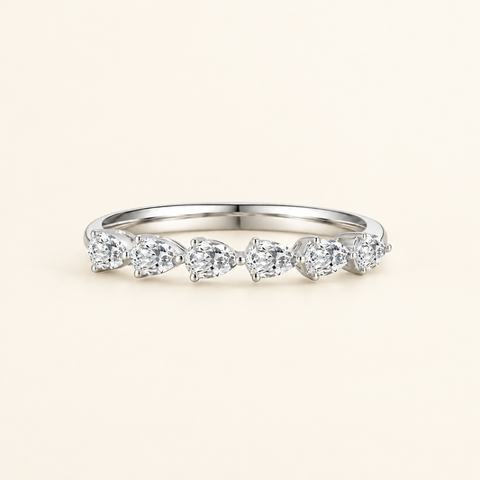 The Pear Elegance Ring in 18K White Gold Diamond Eternity Band - Future Jewelry
