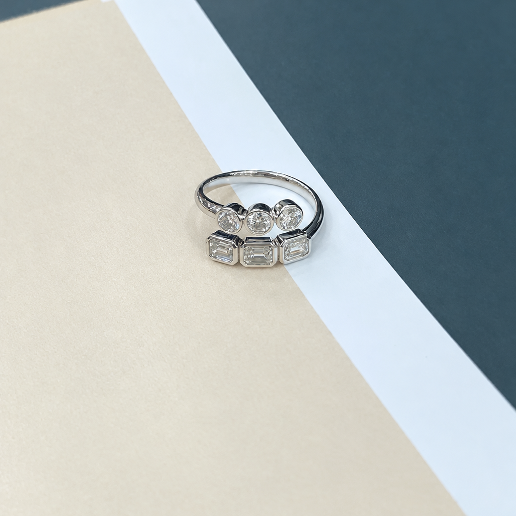 The Emerald Grace Diamond Ring in 18K White Gold, lab grown diamonds - Future Jewelry