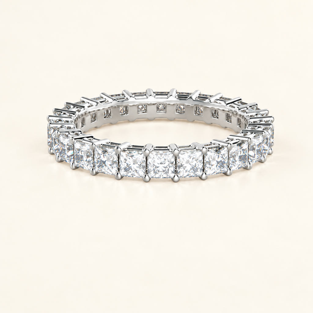 Princess Pave Eternity Lab Grown Diamond Ring in Gold in 14K white gold - Future Jewelry