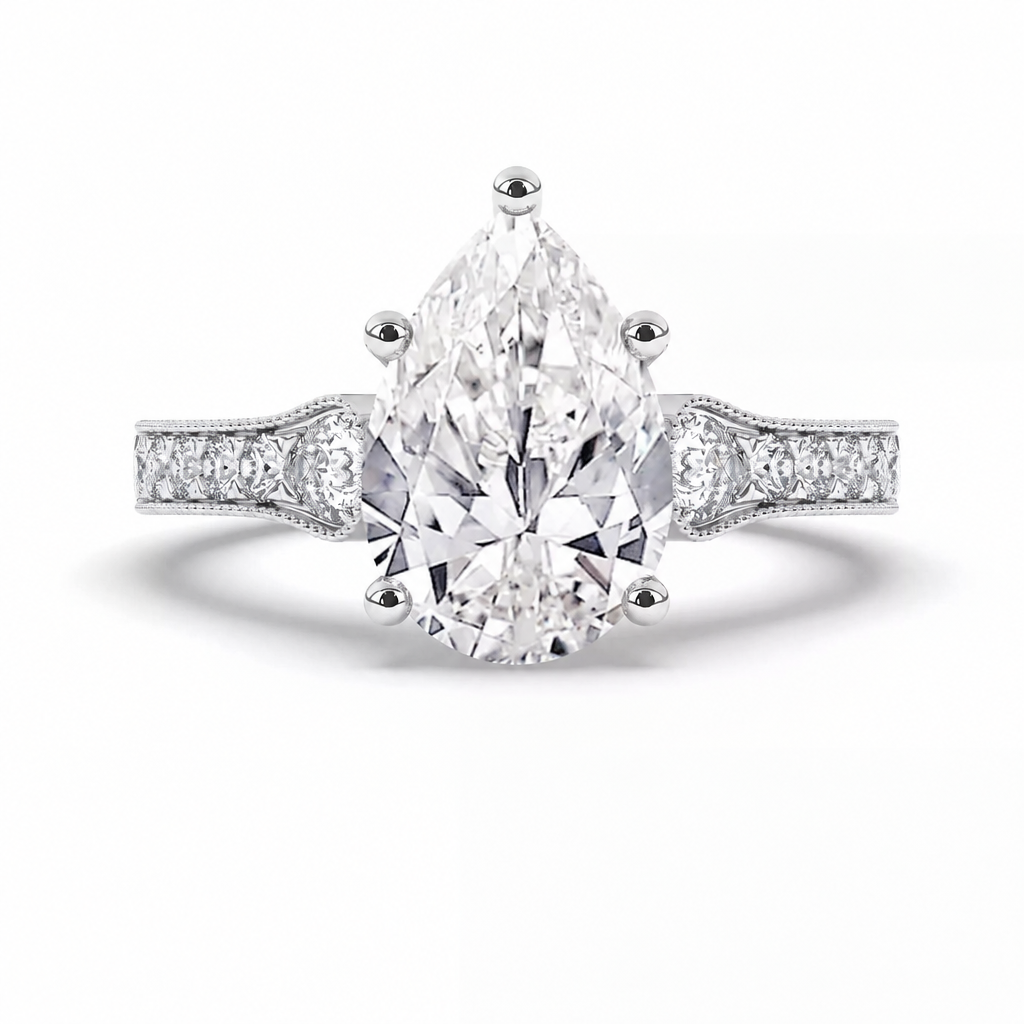 3.10 Carat Pear Lab Grown Diamond Engagement Ring in Platinum - Future Jewelry
