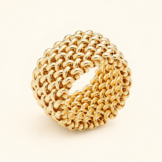 Classic Italian Design Textured Ring in 14K Yellow Gold - Future Jewelry