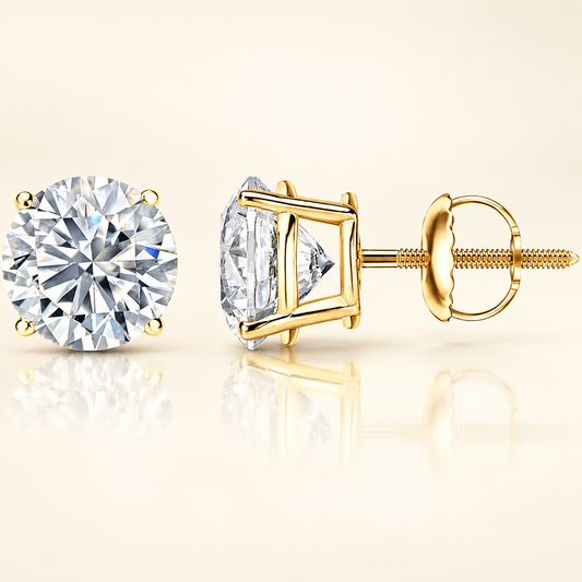 Round Lab Diamond Stud Earrings in 14K Yellow Gold - Future Jewelry
