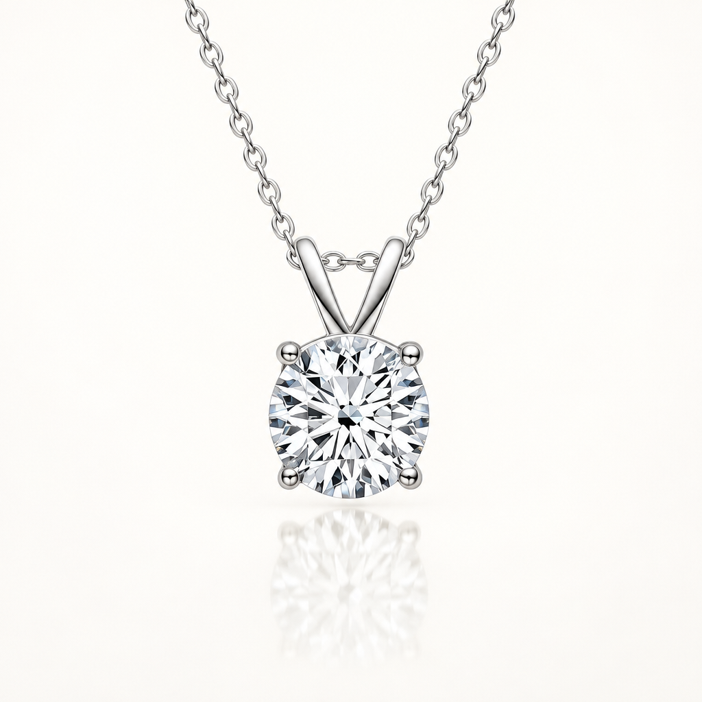 Lab Diamond Solitaire Pendant Necklace in 14K White Gold - Future Jewelry