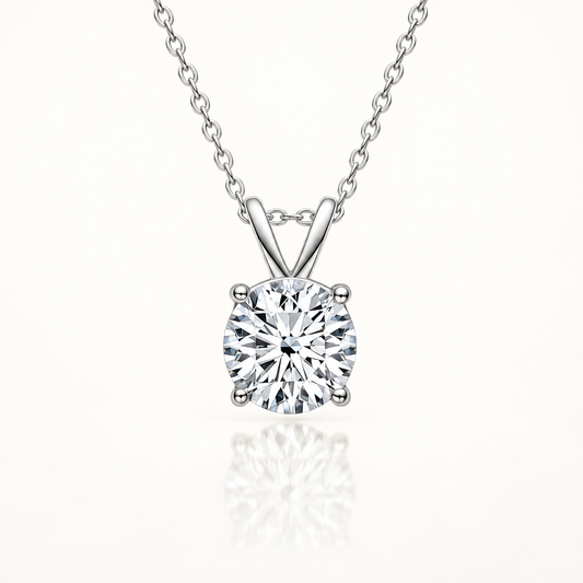 Lab Diamond Solitaire Pendant Necklace in 14K White Gold - Future Jewelry