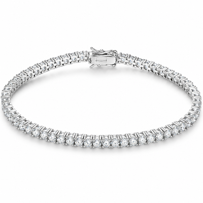 3 Stone Lab Grown Diamond Classic Tennis Bracelet, 14K White Gold