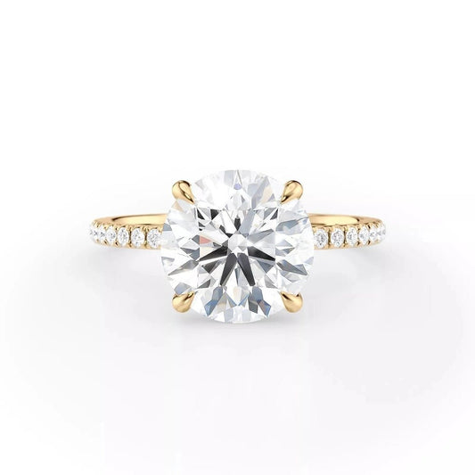 Hidden Halo Diamond Engagement Ring with Pavé Band - Future Jewelry
