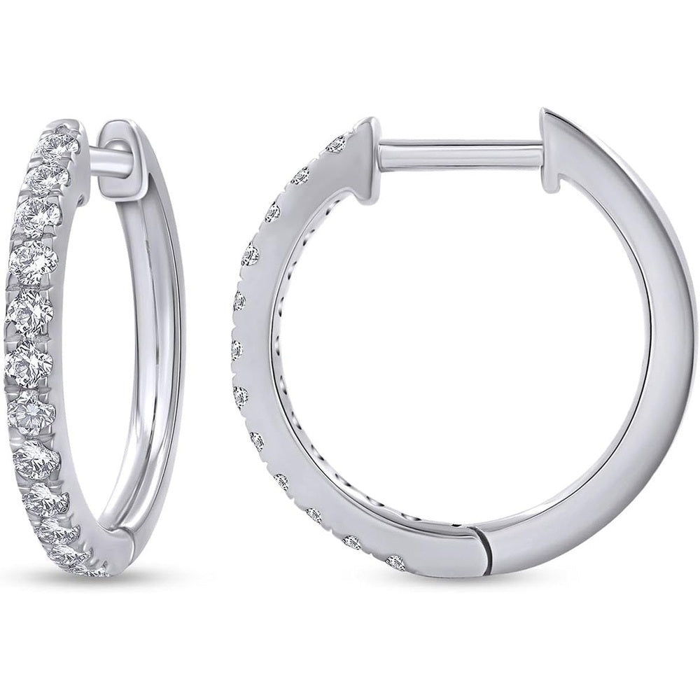 Huggie Hoop Earrings For Women, 0.30 Carat Round Shape Lab Grown Diamond Wedding Bridal Hoop Earrings In 10K Solid Gold Or 925 Sterling Silver Jewelry Gifts For Her (0.30 Cttw) - Future Jewelry