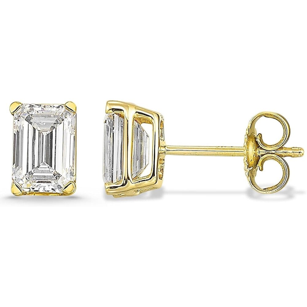 IGI Certified 1/2 to 4 Carat Emerald Cut Lab Grown Diamond Fancy Shape Stud Earrings for Women in 14k Gold Push Back Studs - Future Jewelry