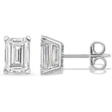 Emerald Cut Lab Grown Diamond Stud Earrings, 14K Gold, IGI Certified