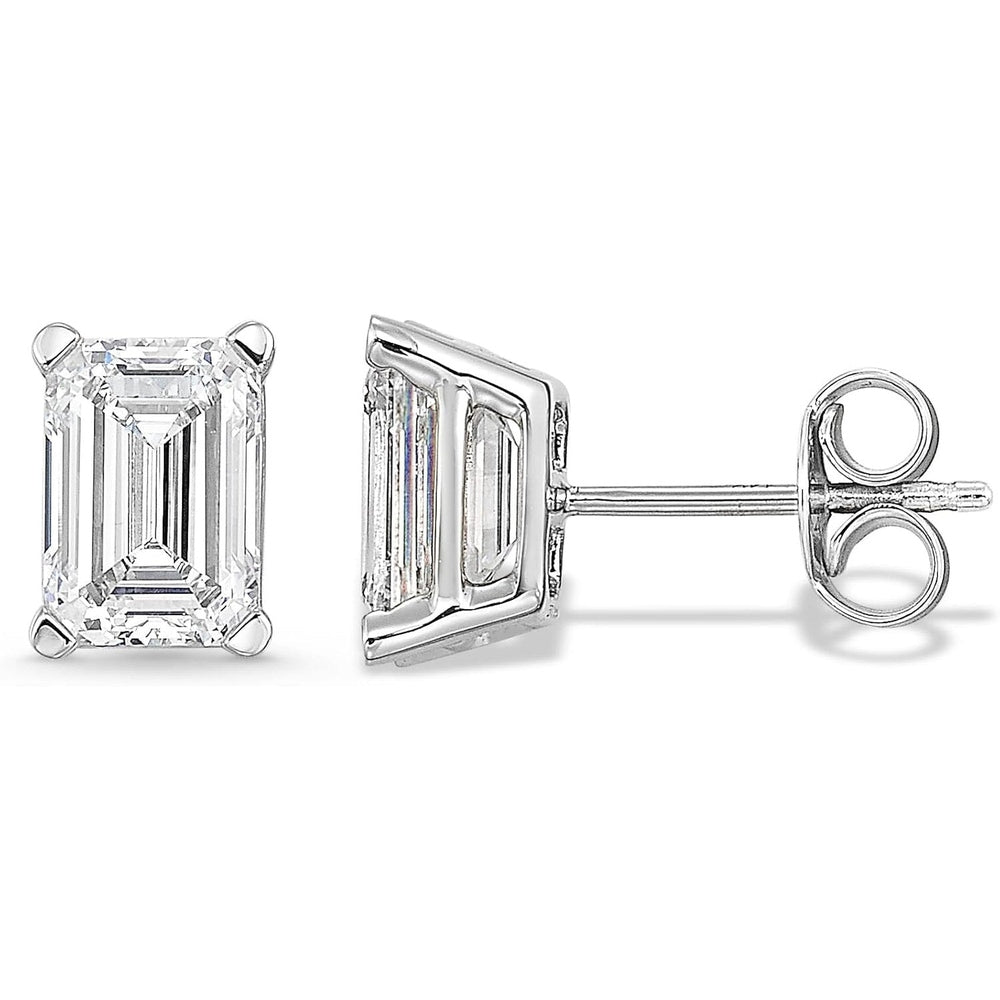 IGI Certified 1/2 to 4 Carat Emerald Cut Lab Grown Diamond Fancy Shape Stud Earrings for Women in 14k Gold Push Back Studs - Future Jewelry