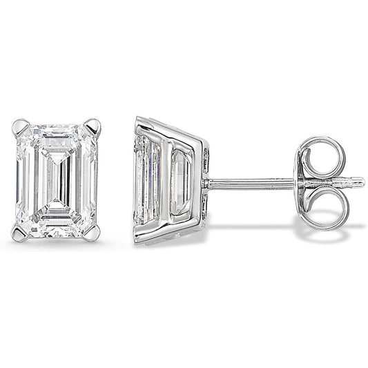 IGI Certified 1/2 to 4 Carat Emerald Cut Lab Grown Diamond Fancy Shape Stud Earrings for Women in 14k Gold Push Back Studs - Future Jewelry
