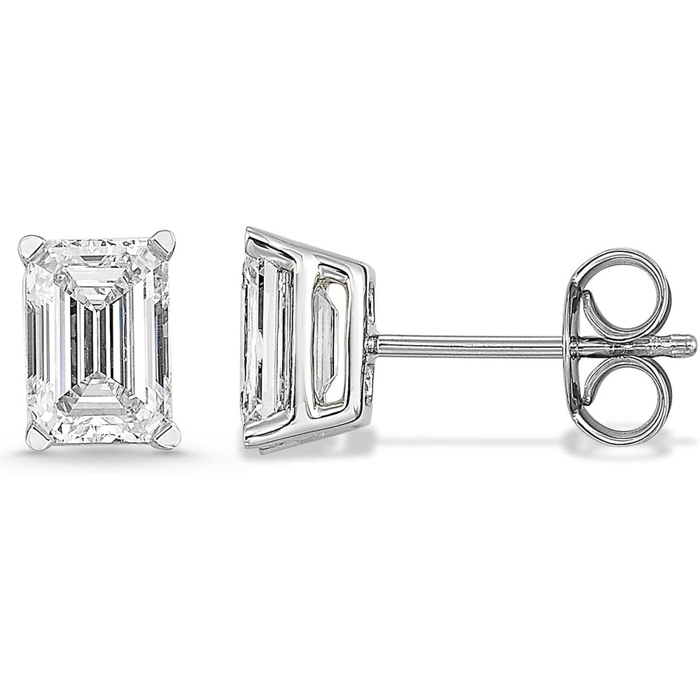IGI Certified 1/2 to 4 Carat Emerald Cut Lab Grown Diamond Fancy Shape Stud Earrings for Women in 14k Gold Push Back Studs - Future Jewelry