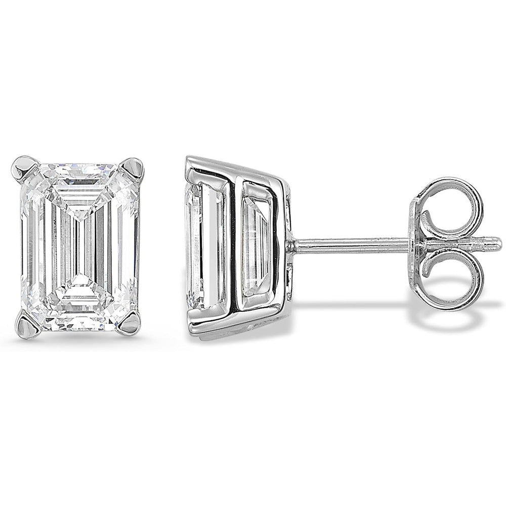 IGI Certified 1/2 to 4 Carat Emerald Cut Lab Grown Diamond Fancy Shape Stud Earrings for Women in 14k Gold Push Back Studs - Future Jewelry