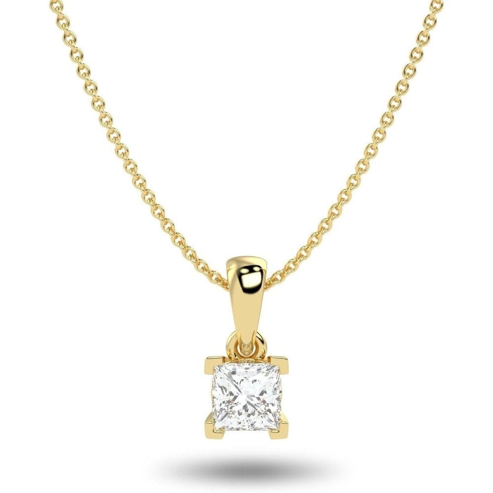 IGI Certified 1/4 to 3 Carat Princess Cut Lab Grown Diamond Square Solitaire Pendant Necklace for Women I 16 to 18 Inch Adjustable Chain - Future Jewelry