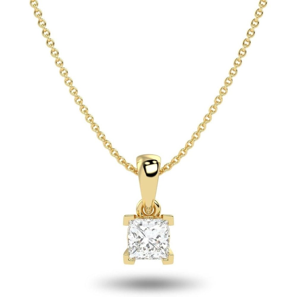 IGI Certified 1/4 to 3 Carat Princess Cut Lab Grown Diamond Square Solitaire Pendant Necklace for Women I 16 to 18 Inch Adjustable Chain - Future Jewelry