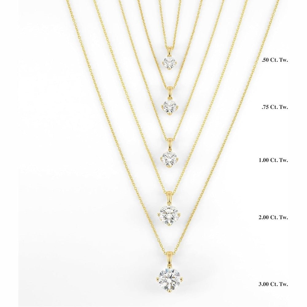 IGI Certified 1/4 to 4 Carat Round Brilliant Cut Lab Grown Diamond Solitaire Pendant Necklace for Women I 14k Gold Necklace - Future Jewelry