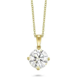 1 to 4 Carat Round Lab Grown Diamond Pendant Necklace, 14K White Gold