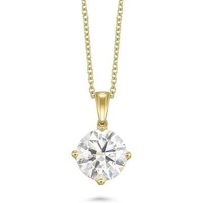 1 to 4 Carat Round Lab Grown Diamond Pendant Necklace, 14K White Gold