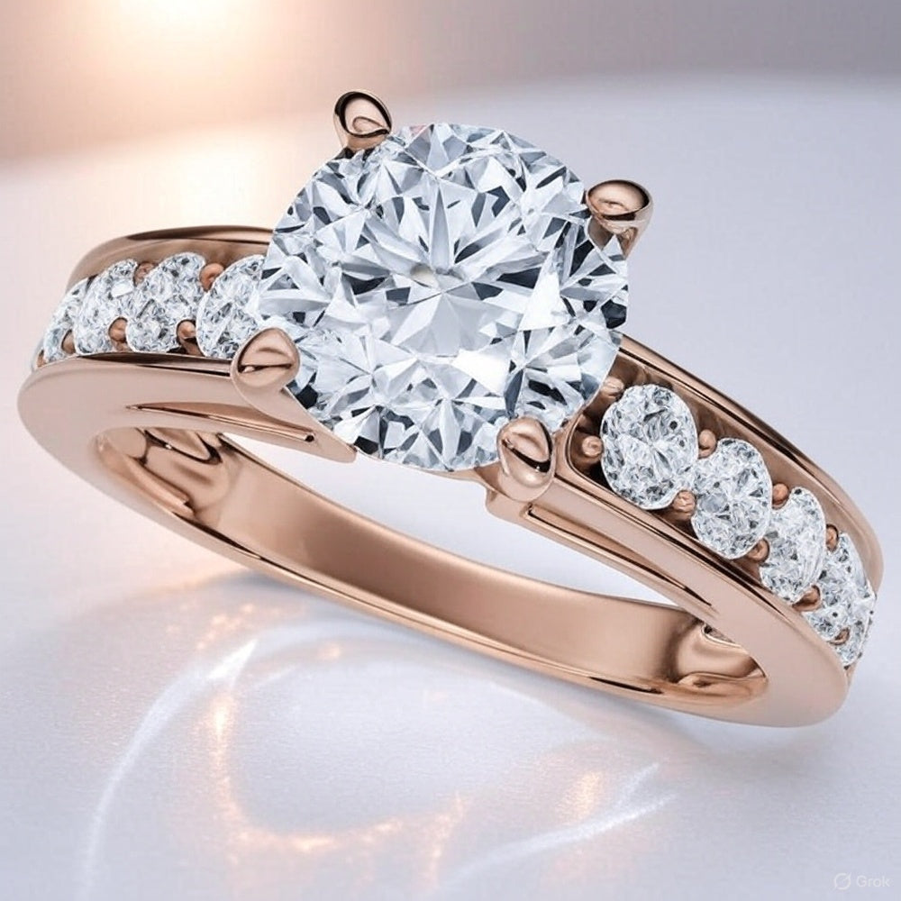 3 Carat Diamond Ring Cathedral 14k Gold Lab Diamond Engagement Ring Future Jewelry and Partners