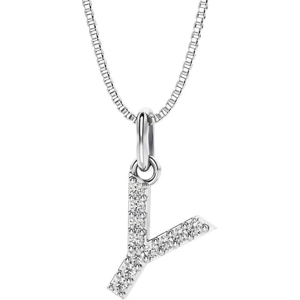 Initial Lab Grown Diamond Pendant Necklace in Silver - Future Jewelry