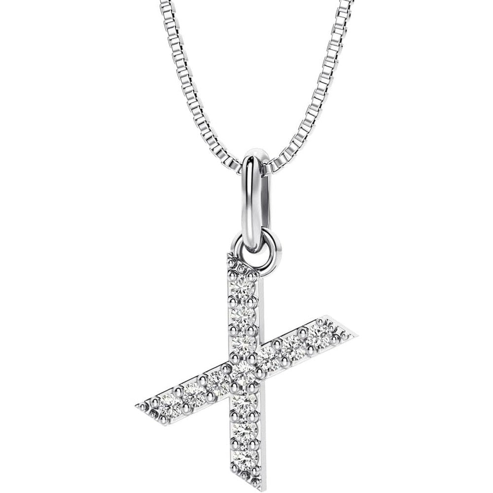 Initial Lab Grown Diamond Pendant Necklace in Silver - Future Jewelry