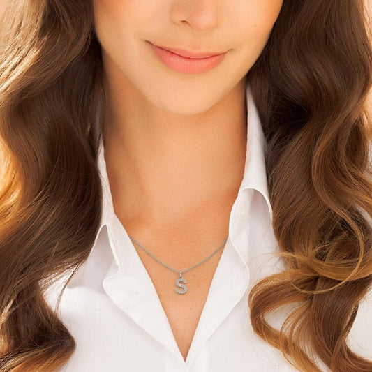 Initial Lab Grown Diamond Pendant Necklace in Silver - Future Jewelry