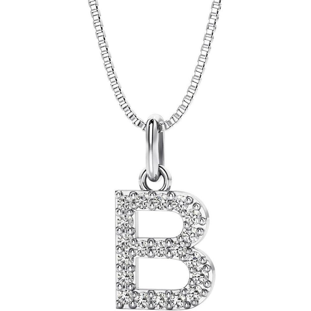 Initial Lab Grown Diamond Pendant Necklace in Silver - Future Jewelry