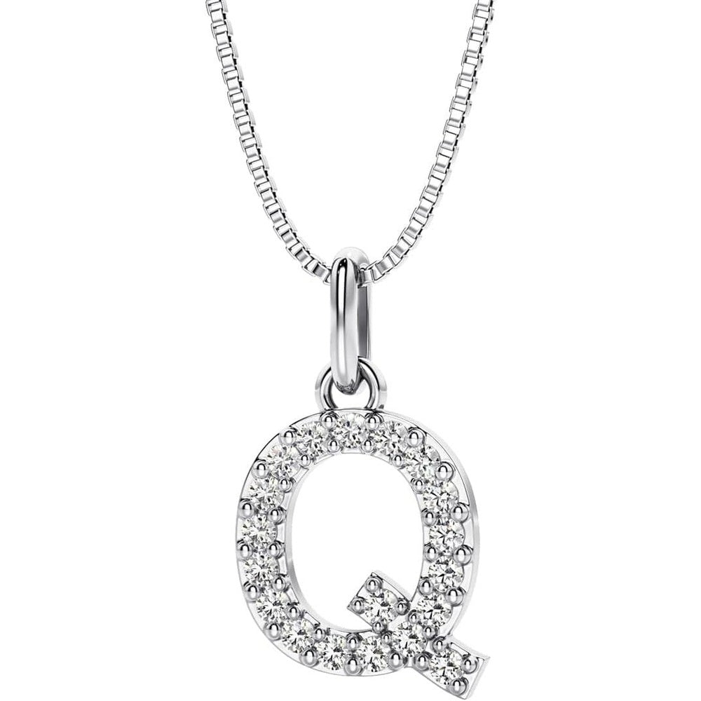 Initial Lab Grown Diamond Pendant Necklace in Silver - Future Jewelry