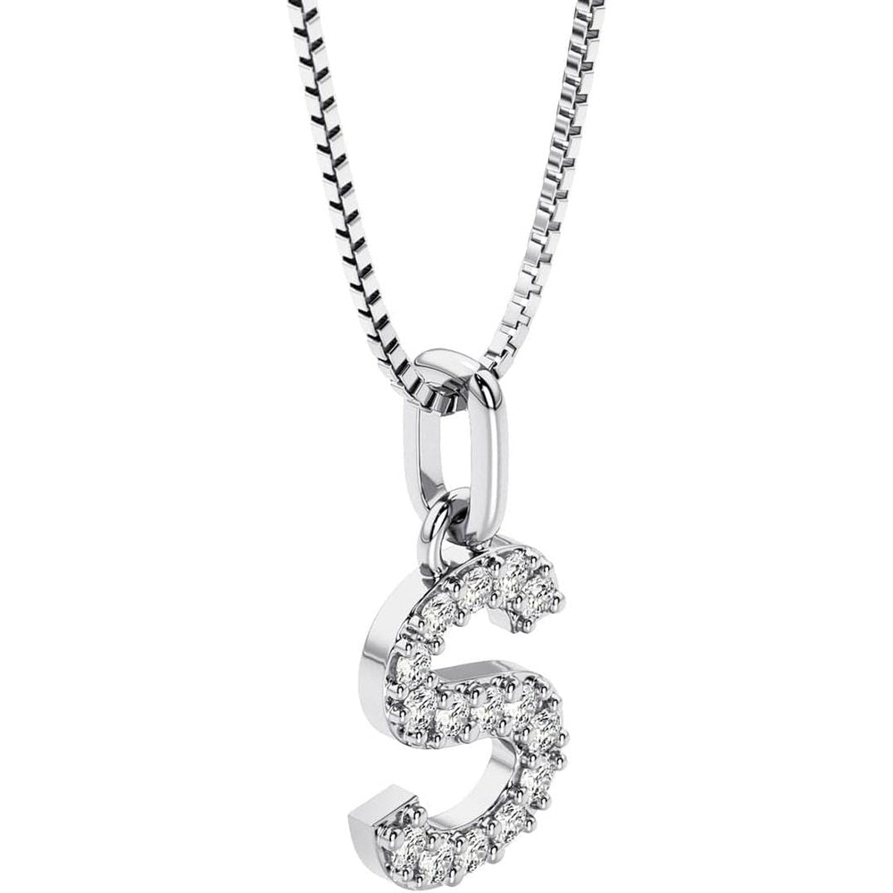 Initial Lab Grown Diamond Pendant Necklace in Silver - Future Jewelry