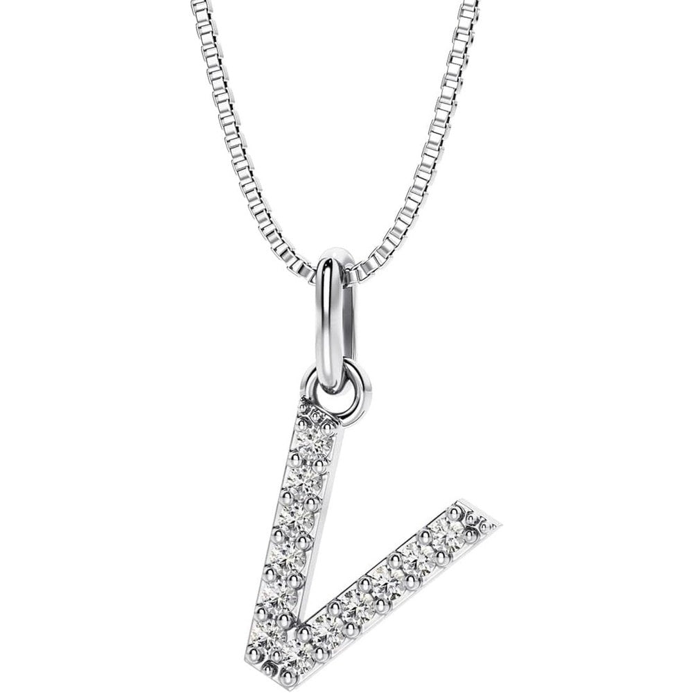 Initial Lab Grown Diamond Pendant Necklace in Silver - Future Jewelry