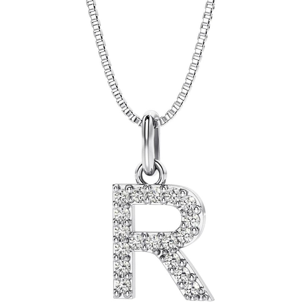Initial Lab Grown Diamond Pendant Necklace in Silver - Future Jewelry