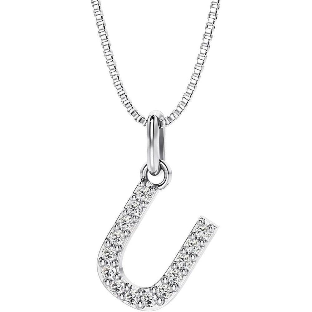 Initial Lab Grown Diamond Pendant Necklace in Silver - Future Jewelry