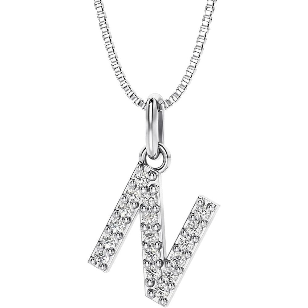 Initial Lab Grown Diamond Pendant Necklace in Silver - Future Jewelry
