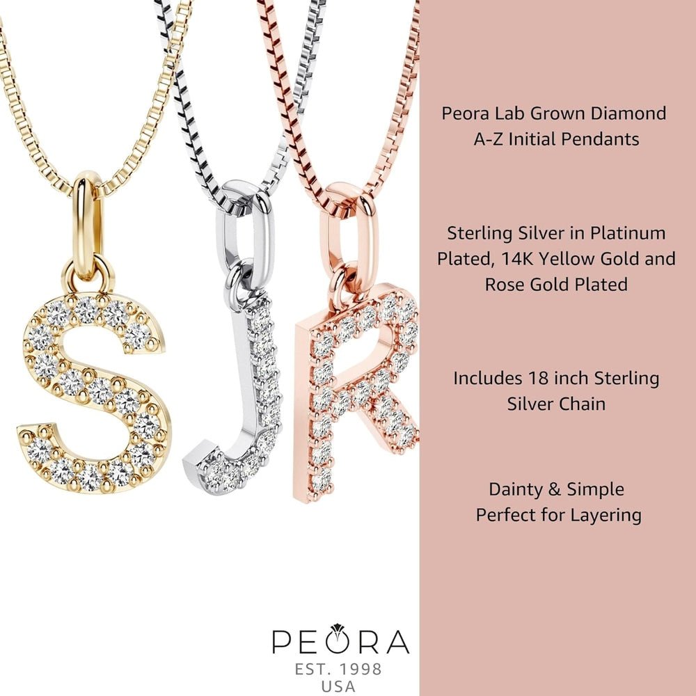 Initial Lab Grown Diamond Pendant Necklace in Silver - Future Jewelry