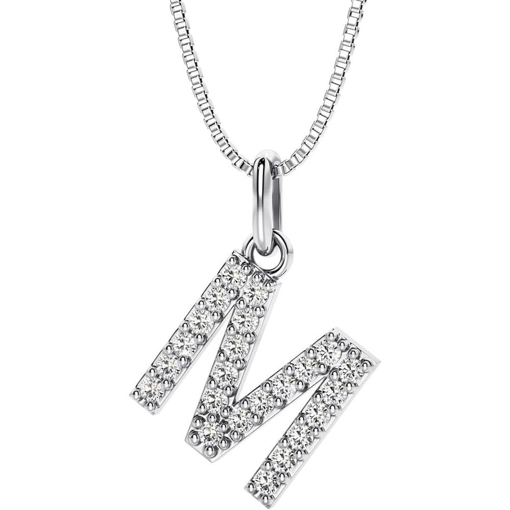 Initial Lab Grown Diamond Pendant Necklace in Silver - Future Jewelry