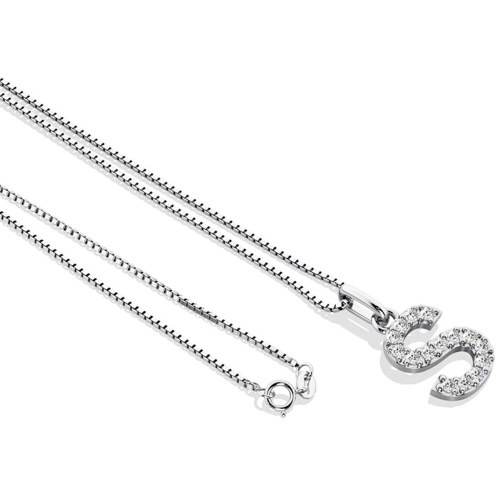 Initial Lab Grown Diamond Pendant Necklace in Silver - Future Jewelry