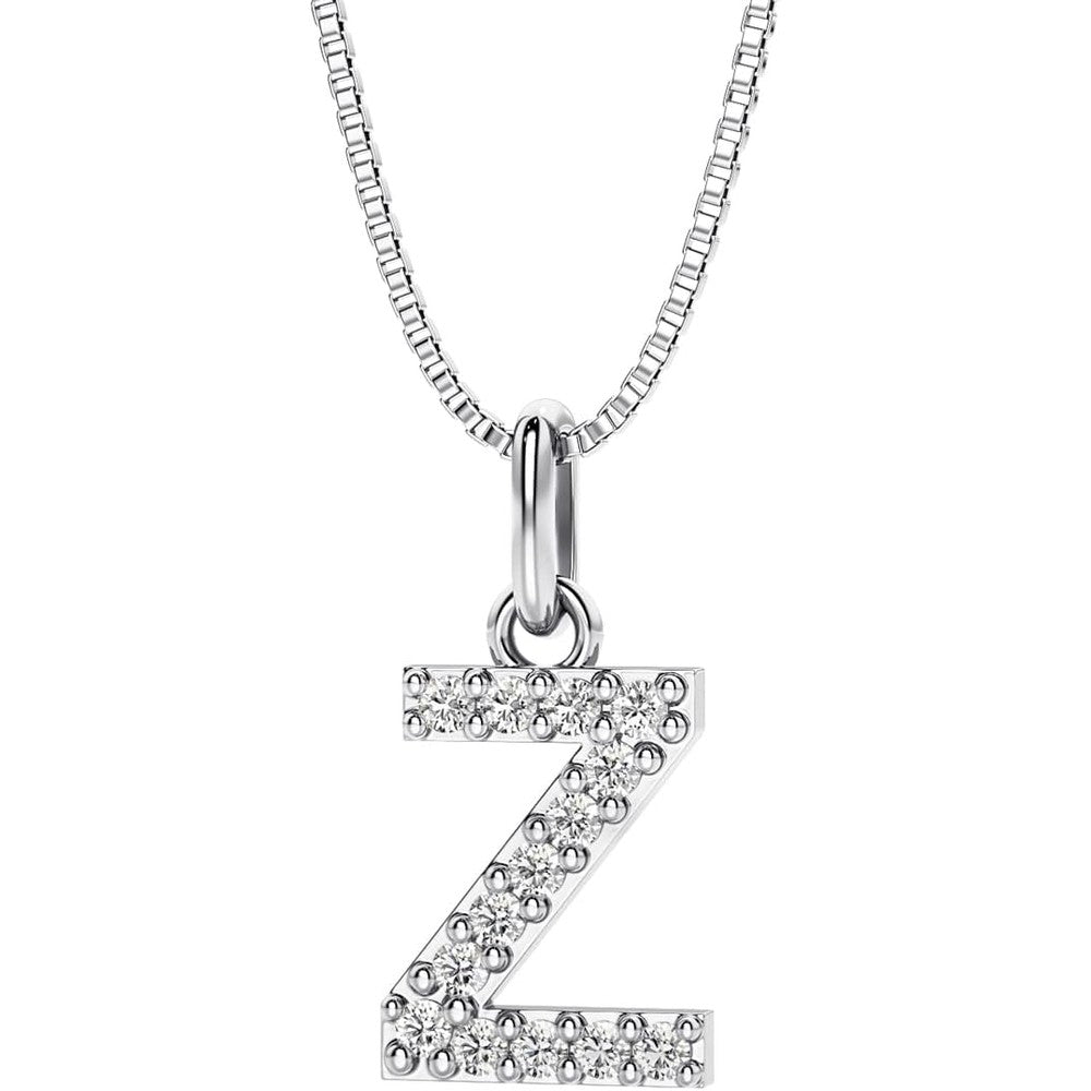 Initial Lab Grown Diamond Pendant Necklace in Silver - Future Jewelry