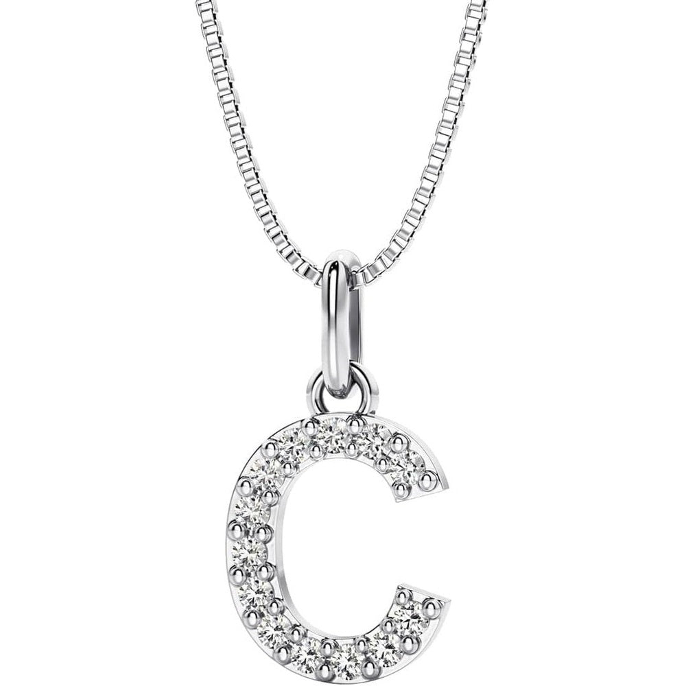 Initial Lab Grown Diamond Pendant Necklace in Silver - Future Jewelry