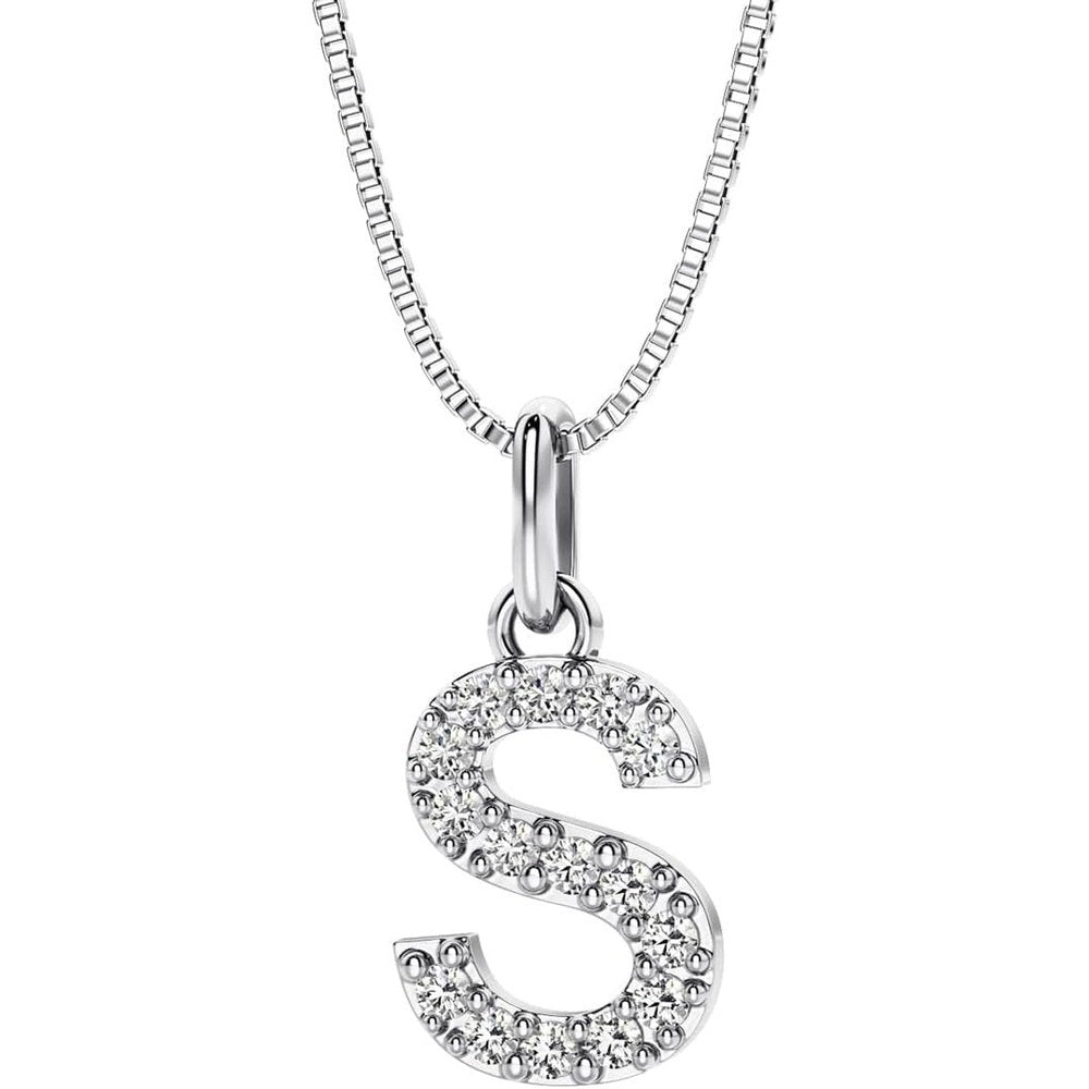 Initial Lab Grown Diamond Pendant Necklace in Silver - Future Jewelry