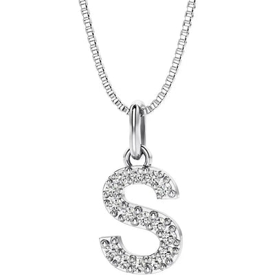 Initial Lab Grown Diamond Pendant Necklace, 14K or 18K White Gold