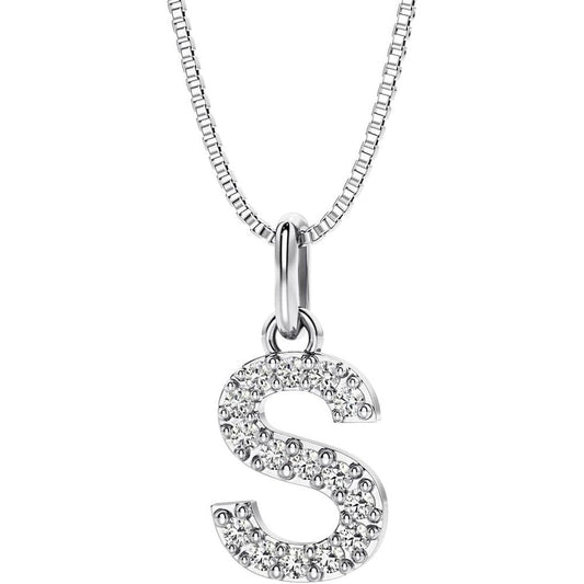 Initial Lab Grown Diamond Pendant Necklace in Silver - Future Jewelry