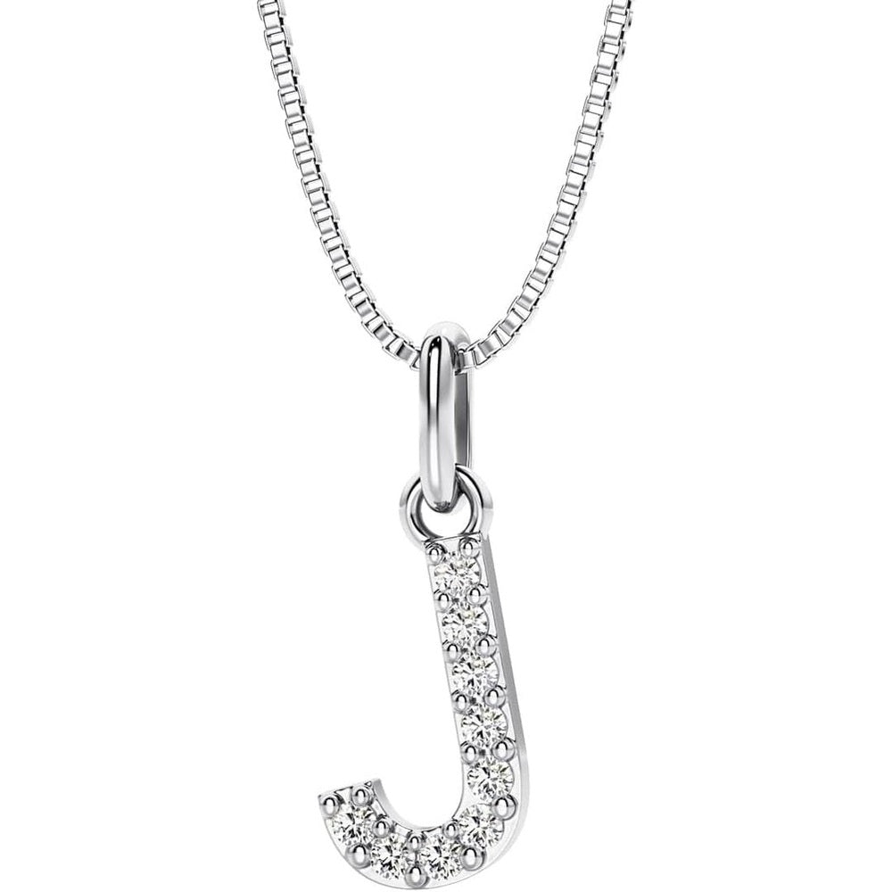 Initial Lab Grown Diamond Pendant Necklace in Silver - Future Jewelry