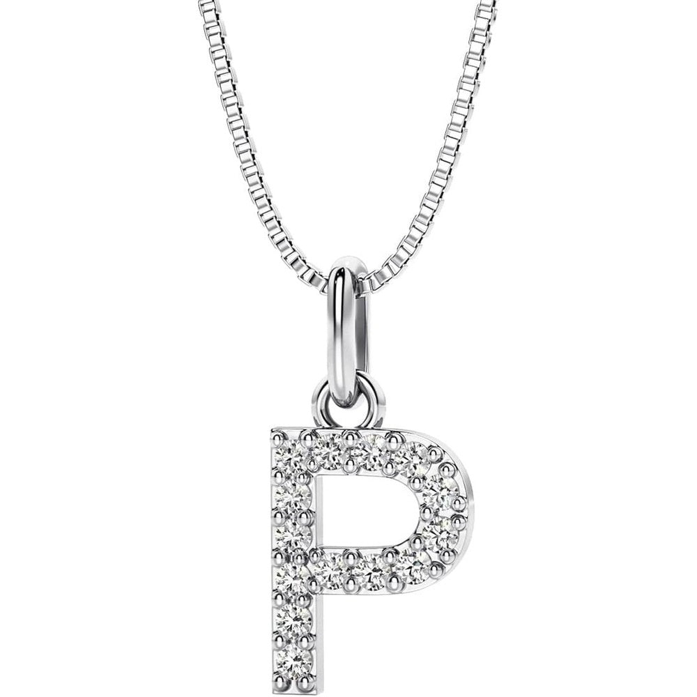 Initial Lab Grown Diamond Pendant Necklace in Silver - Future Jewelry