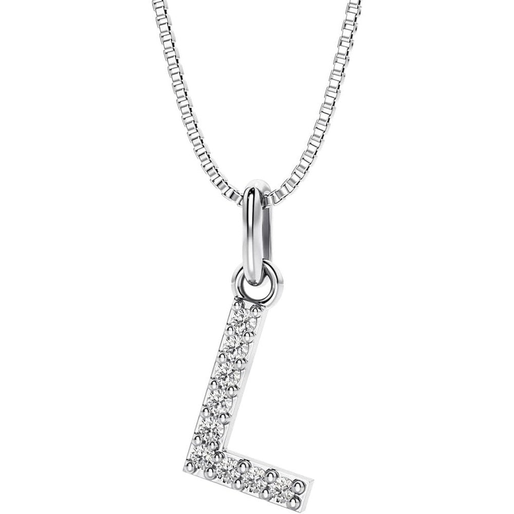 Initial Lab Grown Diamond Pendant Necklace in Silver - Future Jewelry