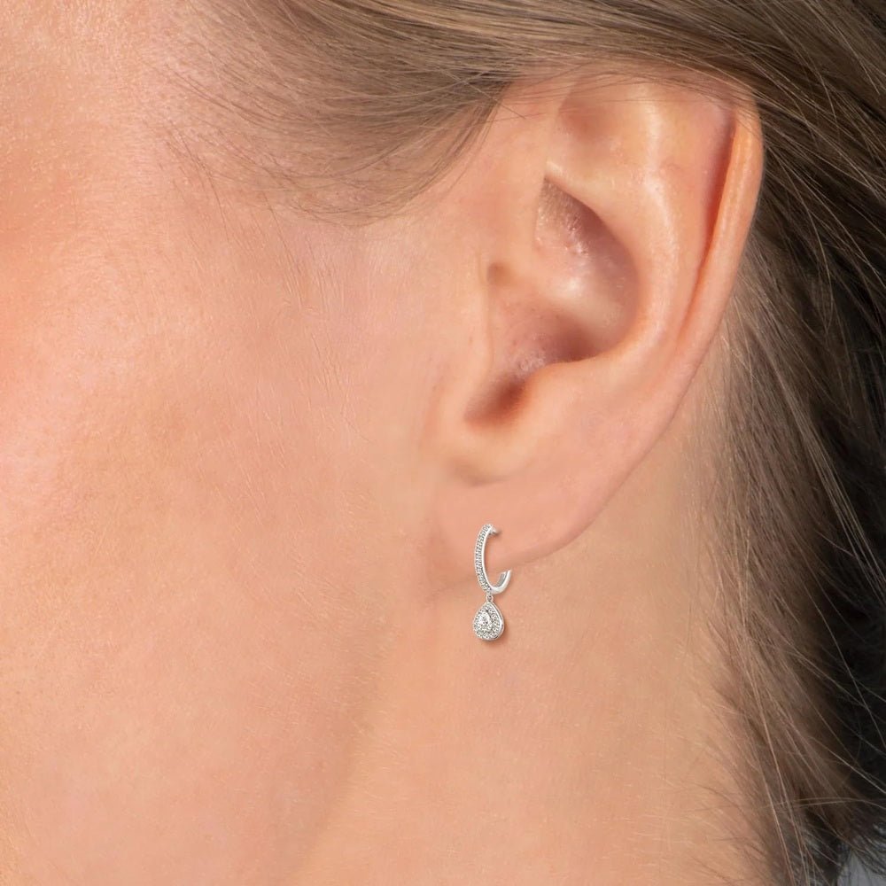 Jewelili 925 Sterling Silver Diamond Dangle Earrings for Women | 0.50 CTW | H Color I1 Clarity | Lab Grown Diamond Teardrop Earrings - Future Jewelry