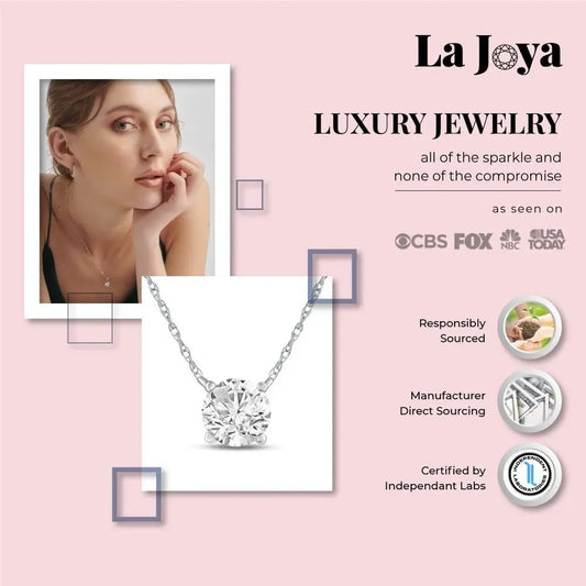 La Joya 1 Carat Diamond Necklaces for Women | GH VS/SI Lab Grown Solitaire Diamond Necklace Pendants | Solid Gold Chain Included | Variety of Shapes to Choose From - Future Jewelry